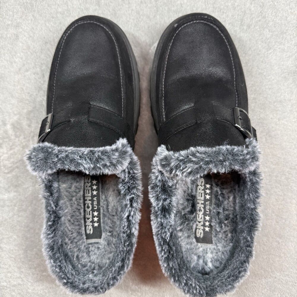 Skechers Women’s Shindigs Forever Reel Mules Women’s 8.5 Black Faux Fur - Picture 9 of 10